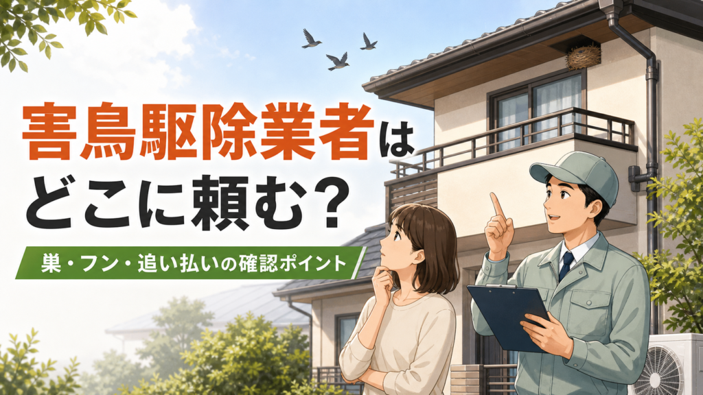 害鳥駆除業者はどこに頼むかを相談するアイキャッチ
