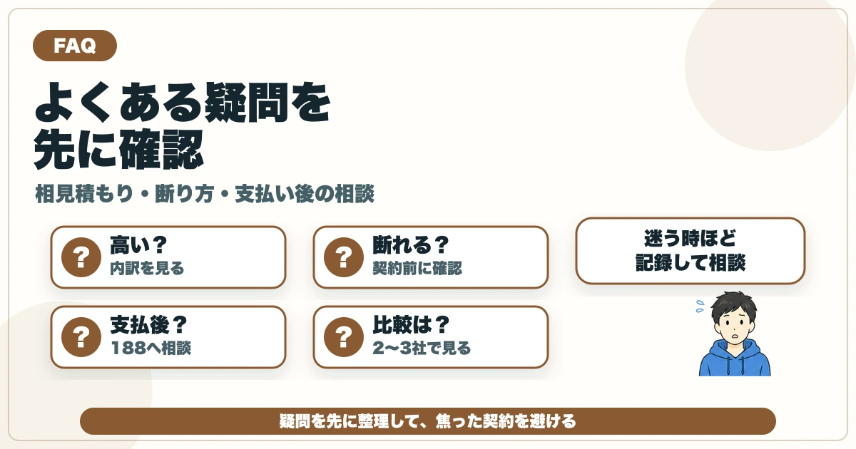 害獣駆除の高い見積もりで相見積もり・断り方・支払い後相談の疑問を整理する図解