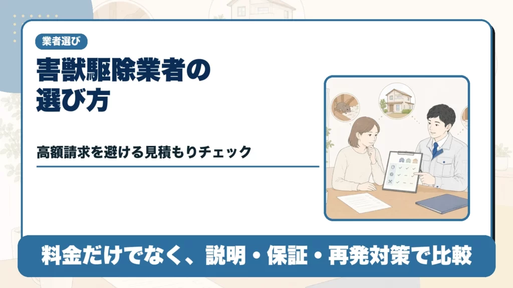 害獣駆除業者の選び方｜高額請求を避ける見積もりチェックリストのアイキャッチ画像