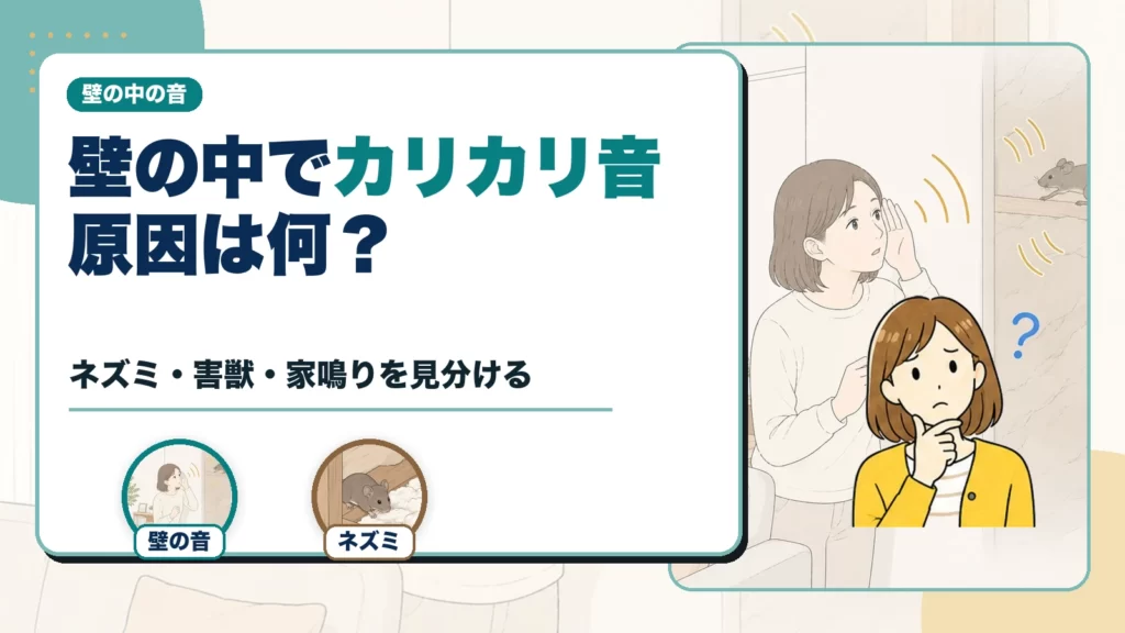 壁の中でカリカリ音がする原因は？ネズミ・害獣・家鳴りの見分け方のアイキャッチ画像