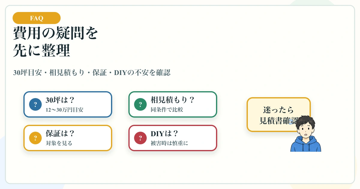 シロアリ駆除費用の30坪目安・相見積もり・保証・DIYの疑問を整理する図解